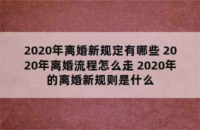 2020年离婚新规定有哪些 2020年离婚流程怎么走 2020年的离婚新规则是什么